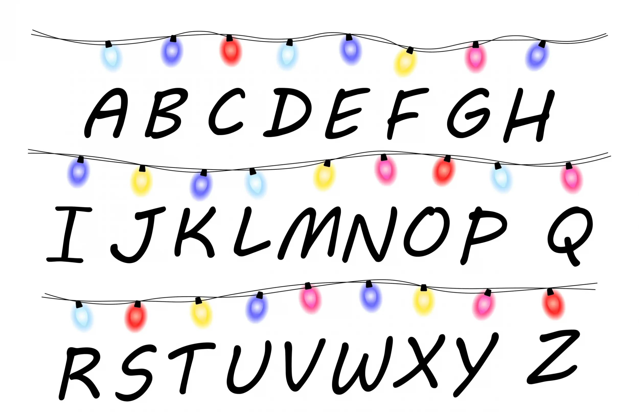 Parede com luzes stranger things - 10 melhores séries para aprender inglês